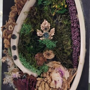 Bone & Dried Flower Art Plaque